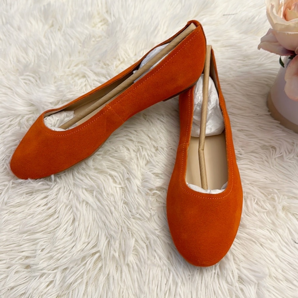Orange Suede Women's Ballet Flats